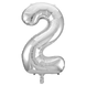 Folie Ballon Cijfer 2 Zilver XL 86cm leeg Folie Ballon Cijfer 2 Zilver XL 86cm leeg
