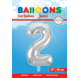 Folie Ballon Cijfer 2 Zilver XL 86cm leeg Folie Ballon Cijfer 2 Zilver XL 86cm leeg