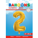 Folie Ballon Cijfer 2 Goud XL 86cm leeg Folie Ballon Cijfer 2 Goud XL 86cm leeg