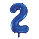 Folie Ballon Cijfer 2 Blauw XL 86cm leeg Folie Ballon Cijfer 2 Blauw XL 86cm leeg