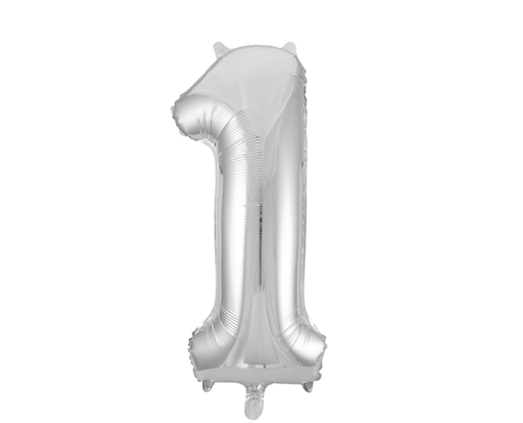 kwaliteit wijsvinger opslag Folie Ballon Cijfer 1 Zilver XL 86cm leeg - Partywinkel