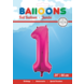 Folie Ballon Cijfer 1 Fuchsia XL 86cm leeg Folie Ballon Cijfer 1 Fuchsia XL 86cm leeg