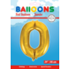 Folie Ballon Cijfer 0 Goud XL 86cm leeg Folie Ballon Cijfer 0 Goud XL 86cm leeg
