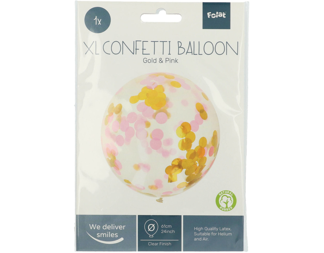 Confetti Ballon Roze Goud 61cm Partywinkel
