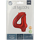 Folie Ballon Cijfer 4 Mat Rood XL 86cm leeg Folie Ballon Cijfer 4 Mat Rood XL 86cm leeg
