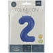 Folie Ballon Cijfer 2 Mat Blauw XL 86cm leeg Folie Ballon Cijfer 2 Mat Blauw XL 86cm leeg