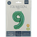 Folie Ballon Cijfer 9 Mat Groen XL 86cm leeg Folie Ballon Cijfer 9 Mat Groen XL 86cm leeg