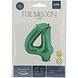 Folie Ballon Cijfer 4 Mat Groen XL 86cm leeg Folie Ballon Cijfer 4 Mat Groen XL 86cm leeg