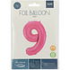 Folie Ballon Cijfer 9 Mat Roze XL 86cm leeg Folie Ballon Cijfer 9 Mat Roze XL 86cm leeg