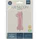 Folie Ballon Cijfer 1 Pastel Roze XL 86cm leeg Folie Ballon Cijfer 1 Pastel Roze XL 86cm leeg