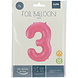 Folie Ballon Cijfer 3 Mat Roze XL 86cm leeg Folie Ballon Cijfer 3 Mat Roze XL 86cm leeg