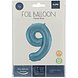 Folie Ballon Cijfer 9 Pastel Blauw XL 86cm leeg Folie Ballon Cijfer 9 Pastel Blauw XL 86cm leeg