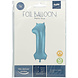 Folie Ballon Cijfer 1 Pastel Blauw XL 86cm leeg Folie Ballon Cijfer 1 Pastel Blauw XL 86cm leeg