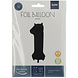 Folie Ballon Cijfer 1 Mat Zwart XL 86cm leeg Folie Ballon Cijfer 1 Mat Zwart XL 86cm leeg