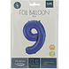 Folie Ballon Cijfer 9 Mat Blauw XL 86cm leeg Folie Ballon Cijfer 9 Mat Blauw XL 86cm leeg
