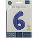 Folie Ballon Cijfer 6 Mat Blauw XL 86cm leeg Folie Ballon Cijfer 6 Mat Blauw XL 86cm leeg