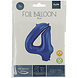Folie Ballon Cijfer 4 Mat Blauw XL 86cm leeg Folie Ballon Cijfer 4 Mat Blauw XL 86cm leeg