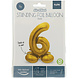 Folie Ballon Cijfer 6 Goud met standaard 72cm Folie Ballon Cijfer 6 Goud met standaard 72cm
