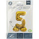 Folie Ballon Cijfer 5 Goud met standaard 72cm Folie Ballon Cijfer 5 Goud met standaard 72cm