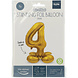 Folie Ballon Cijfer 4 Goud met standaard 72cm Folie Ballon Cijfer 4 Goud met standaard 72cm
