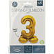 Folie Ballon Cijfer 3 Goud met standaard 72cm Folie Ballon Cijfer 3 Goud met standaard 72cm