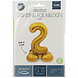 Folie Ballon Cijfer 2 Goud met standaard 72cm Folie Ballon Cijfer 2 Goud met standaard 72cm