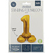 Folie Ballon Cijfer 1 Goud met standaard 72cm Folie Ballon Cijfer 1 Goud met standaard 72cm