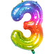 Folie Ballon Cijfer 3 Regenboog XL 81cm leeg Folie Ballon Cijfer 3 Regenboog XL 81cm leeg