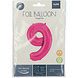 Folie Ballon Cijfer 9 Fuchsia Metallic XL 86cm leeg Folie Ballon Cijfer 9 Fuchsia Metallic XL 86cm leeg
