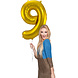 Folie Ballon Cijfer 9 Goud Metallic XL 86cm leeg Folie Ballon Cijfer 9 Goud Metallic XL 86cm leeg