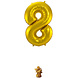 Folie Ballon Cijfer 8 Goud Metallic XL 86cm leeg Folie Ballon Cijfer 8 Goud Metallic XL 86cm leeg