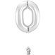 Folie Ballon Cijfer 0 Zilver Metallic XL 86cm leeg Folie Ballon Cijfer 0 Zilver Metallic XL 86cm leeg