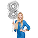 Folie Ballon Cijfer 8 Zilveren Stippen XL 86cm leeg Folie Ballon Cijfer 8 Zilveren Stippen XL 86cm leeg