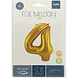 Folie Ballon Cijfer 4 Goud Metallic XL 86cm leeg Folie Ballon Cijfer 4 Goud Metallic XL 86cm leeg