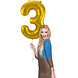 Folie Ballon Cijfer 3 Goud Metallic XL 86cm leeg Folie Ballon Cijfer 3 Goud Metallic XL 86cm leeg