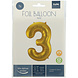 Folie Ballon Cijfer 3 Goud Metallic XL 86cm leeg Folie Ballon Cijfer 3 Goud Metallic XL 86cm leeg