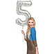 Folie Ballon Cijfer 5 Zilveren Stippen XL 86cm leeg Folie Ballon Cijfer 5 Zilveren Stippen XL 86cm leeg