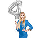 Folie Ballon Cijfer 4 Zilveren Stippen XL 86cm leeg Folie Ballon Cijfer 4 Zilveren Stippen XL 86cm leeg