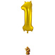 Folie Ballon Cijfer 1 Goud Metallic XL 86cm leeg Folie Ballon Cijfer 1 Goud Metallic XL 86cm leeg