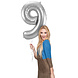 Folie Ballon Cijfer 9 Zilver Metallic XL 86cm leeg Folie Ballon Cijfer 9 Zilver Metallic XL 86cm leeg