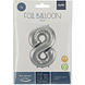 Folie Ballon Cijfer 8 Zilver Metallic XL 86cm leeg Folie Ballon Cijfer 8 Zilver Metallic XL 86cm leeg