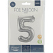 Folie Ballon Cijfer 5 Zilver Metallic XL 86cm leeg Folie Ballon Cijfer 5 Zilver Metallic XL 86cm leeg