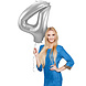Folie Ballon Cijfer 4 Zilver Metallic XL 86cm leeg Folie Ballon Cijfer 4 Zilver Metallic XL 86cm leeg