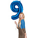 Folie Ballon Cijfer 9 Blauw Metallic XL 86cm leeg Folie Ballon Cijfer 9 Blauw Metallic XL 86cm leeg