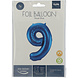 Folie Ballon Cijfer 9 Blauw Metallic XL 86cm leeg Folie Ballon Cijfer 9 Blauw Metallic XL 86cm leeg