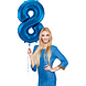 Folie Ballon Cijfer 8 Blauw Metallic XL 86cm leeg Folie Ballon Cijfer 8 Blauw Metallic XL 86cm leeg