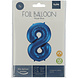 Folie Ballon Cijfer 8 Blauw Metallic XL 86cm leeg Folie Ballon Cijfer 8 Blauw Metallic XL 86cm leeg