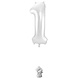 Folie Ballon Cijfer 1 Zilver Metallic XL 86cm leeg Folie Ballon Cijfer 1 Zilver Metallic XL 86cm leeg