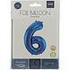 Folie Ballon Cijfer 6 Blauw Metallic XL 86cm leeg Folie Ballon Cijfer 6 Blauw Metallic XL 86cm leeg