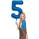 Folie Ballon Cijfer 5 Blauw Metallic XL 86cm leeg Folie Ballon Cijfer 5 Blauw Metallic XL 86cm leeg